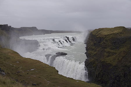 Gullfoss, Islandia, Wodospad, Natura, wody, jesień