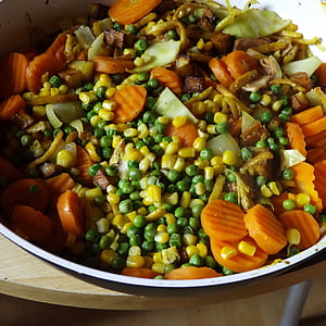 grøntsager, Pan, mad, lækker, spise, ærter, måltid