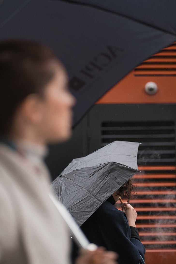 άτομα, Κορίτσι, γυναίκα, θόλωμα, βροχή, μαύρο, ομπρέλα
