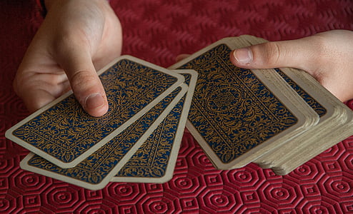 spillkort, kort, spilleren, distribuere, Tarot, menneskelige hånden, menneskekroppen del