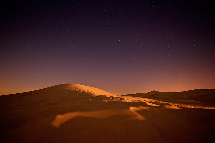desert, photo, night, time, sky, sunset, stars