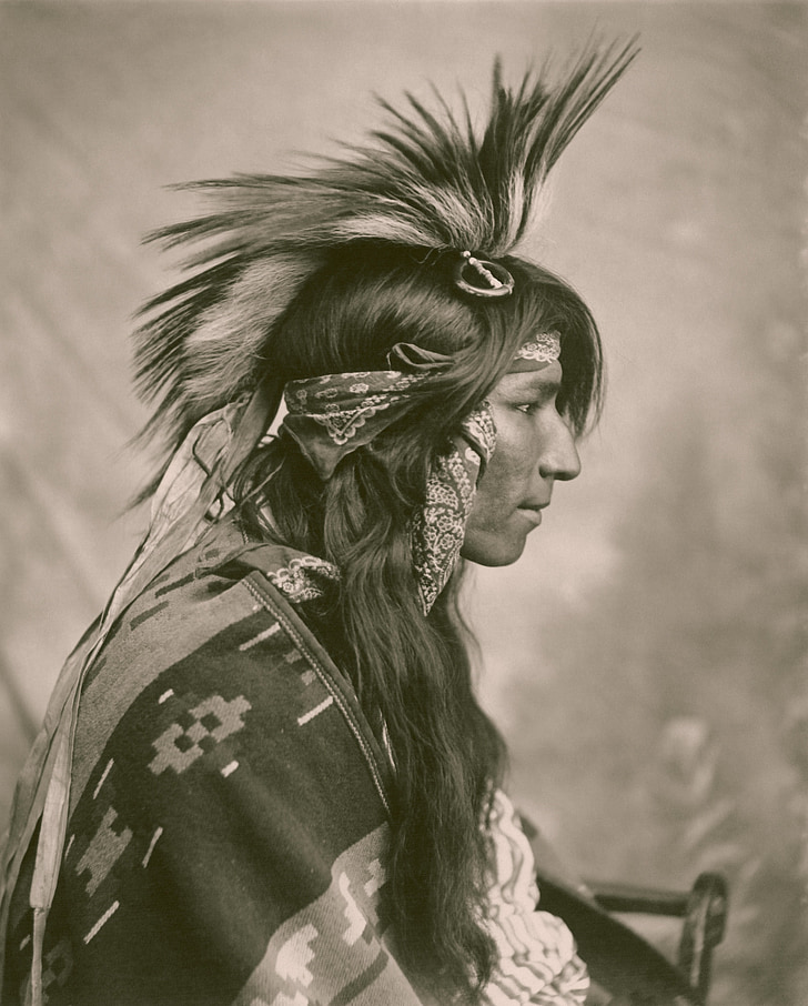 индийски, лице, реколта, кри, Саскачеван, Канада, 1903 г.