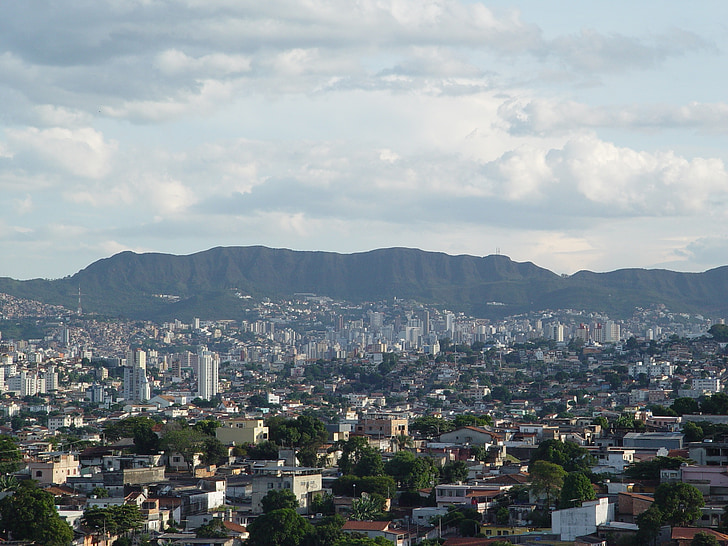 belo horizonte, montagne, paysage, Brésil, architecture, Skyline, ville