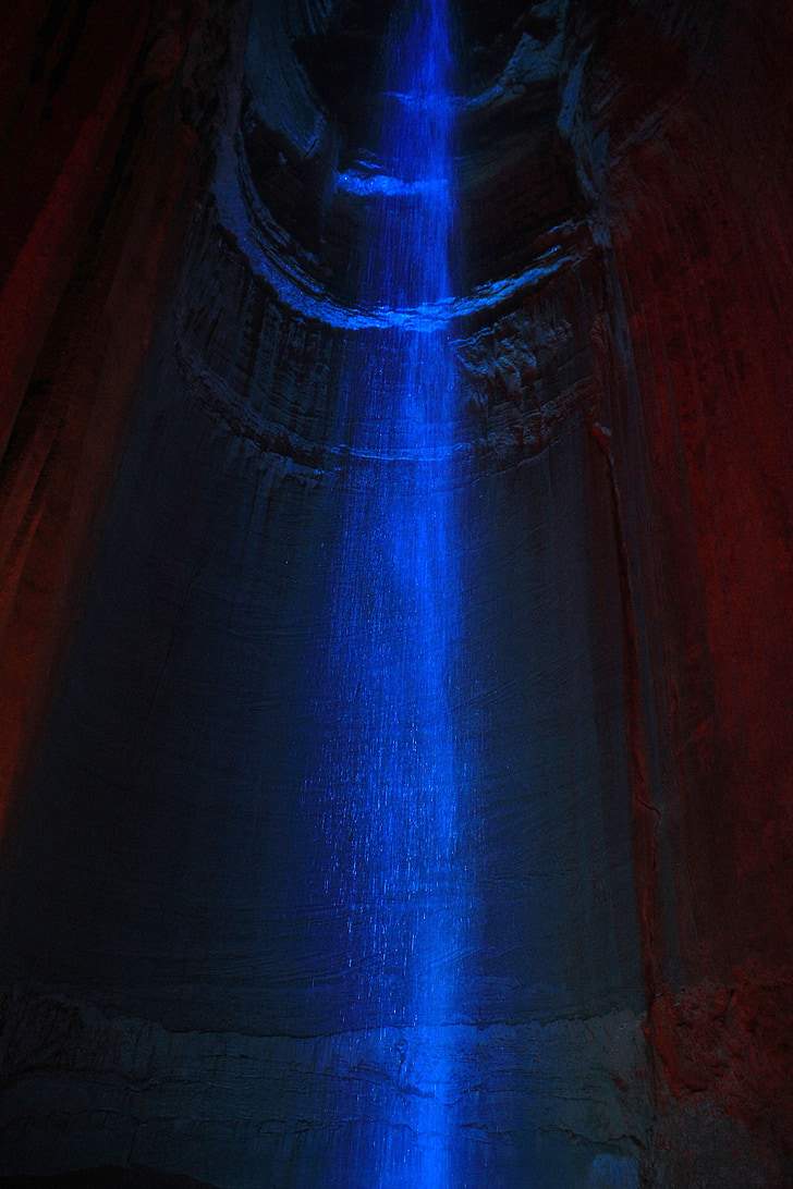 ruby falls, waterfall, tennessee, blue, usa, cave, cavern