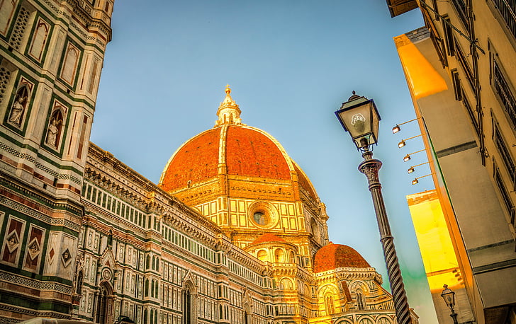 Florencia, domo de Italia, Catedral, arquitectura, nubes, histórico, histórico