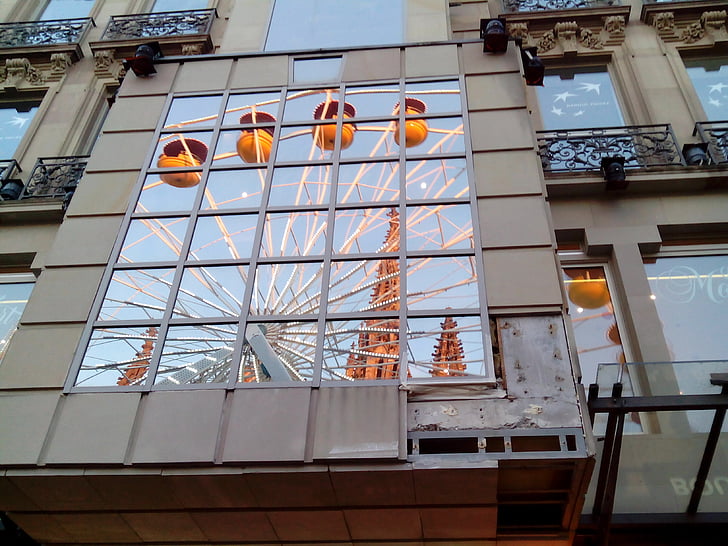 trhu, Vianoce, reflexie, sklo, Mulhouse