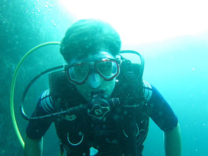 scube potápač, Potápanie, Maledivy, more, Ocean, potápačský oblek, hlboké potápanie