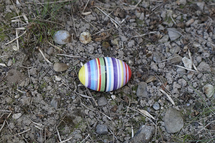 egg, easter egg, ceramic, colorful, striped, lost, easter bunny