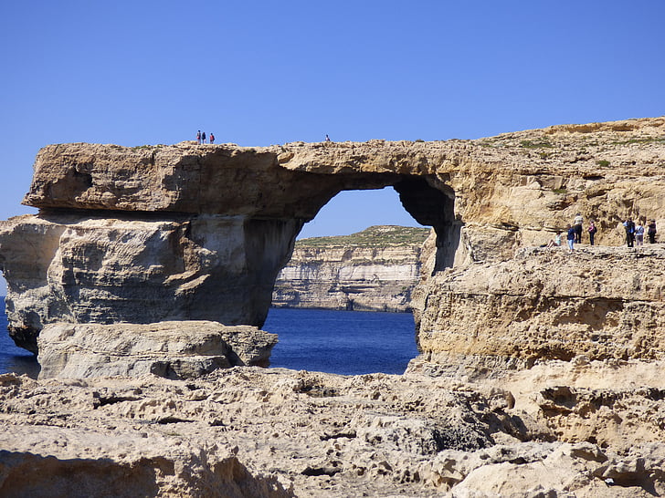 ablak, Gozo, Dwejra, mediterrán, híres, turizmus, geológia