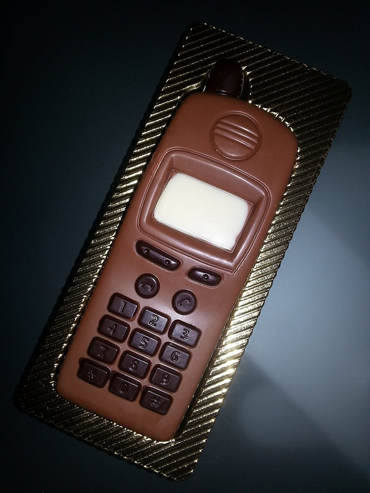 chocolate, mobile phone, candy, confectionery, confiserie, phone, technology