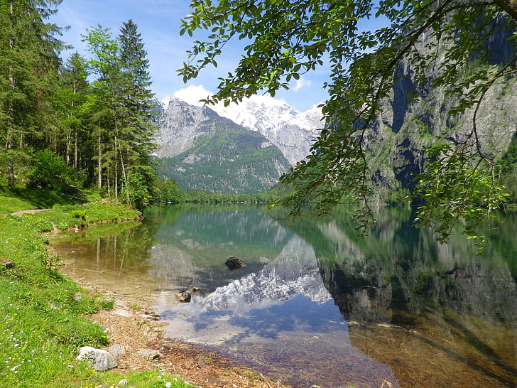 lake, mountains, nature, mirroring, landscape, forest, mountain