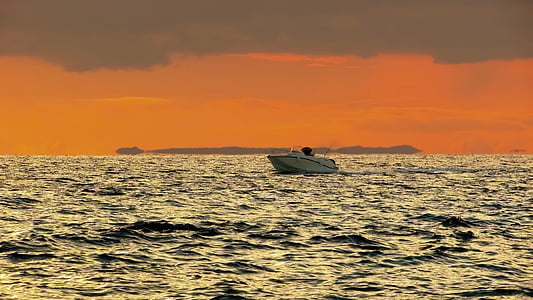 Kypros, Ayia napa, solnedgang, båt