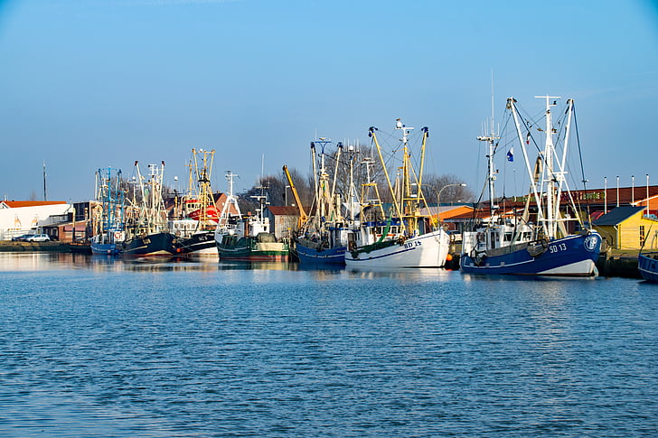 Büsum, Mecklenburg, Alemanha, Porto, Barcos, Barcos de pesca, Barcos à vela