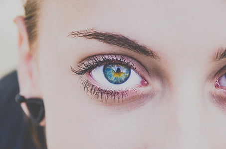 žmonės, mergaitė, moteris, veido, mėlyna, akis, akių vokų