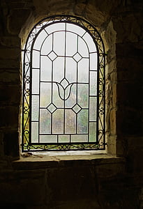 fenêtre de, vitrail, volet, monument, éclairage, sacré, architecture