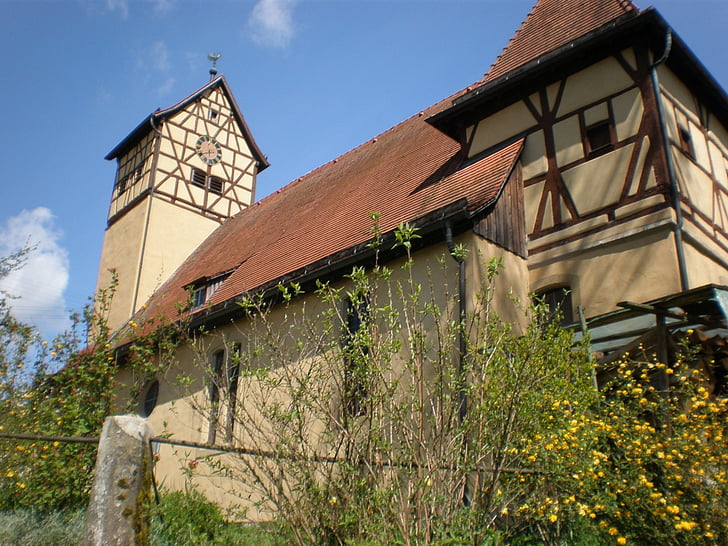 Iglesia, bien, lluvia unterbach, Langenburg, Hohenlohe, arquitectura, antiguo