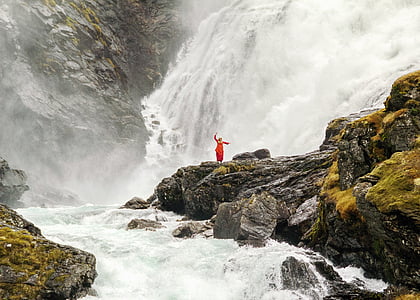 dançarina, Cachoeira, Noruega, pedras, paisagem, natureza selvagem, cenário