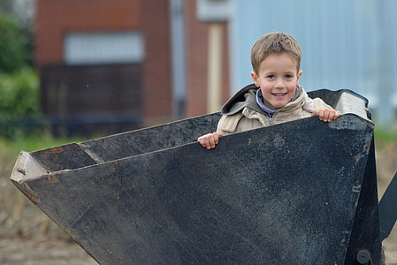 child, boy, people, laugh, flatbed, boys, outdoors