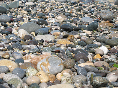 pietricele, nisip, cu vedere la mare, textura, pietre, rotund