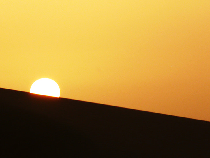 setting, desert, dune, sunrise, sunset, tranquility, sky orange