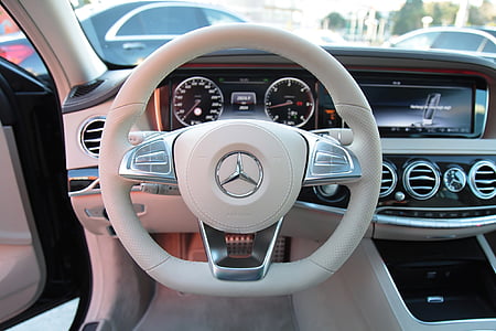 mercedes, s350, car, lux, steering, outdoors, close-up