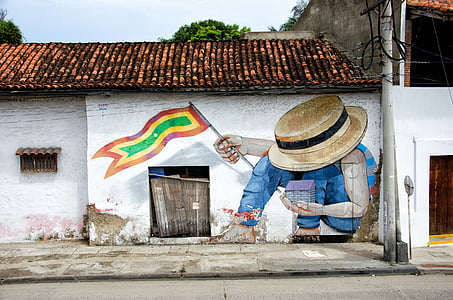 staden, Colombia, Karibien, Cartagena, Graffiti, hem, fasad