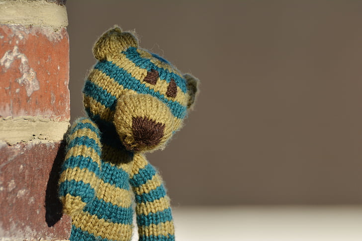 Teddy, Medvedík, pletené, vlna, Detské hračky, mäkké, pletené sám