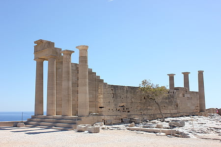 Rhodes, Lindos, Grieķija, orientieris, kultūra, drupas, vecais