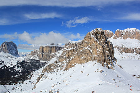 przegląd, Canazei, dla narciarzy, Włochy, góry, śnieg