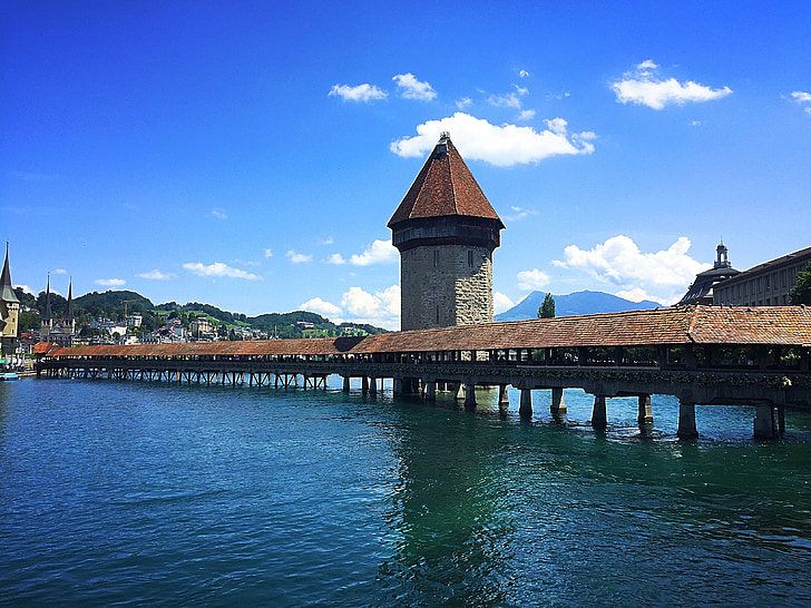 Luzern, most, kappellbrücke, Švicarska, Reuss, Rijeka, vode