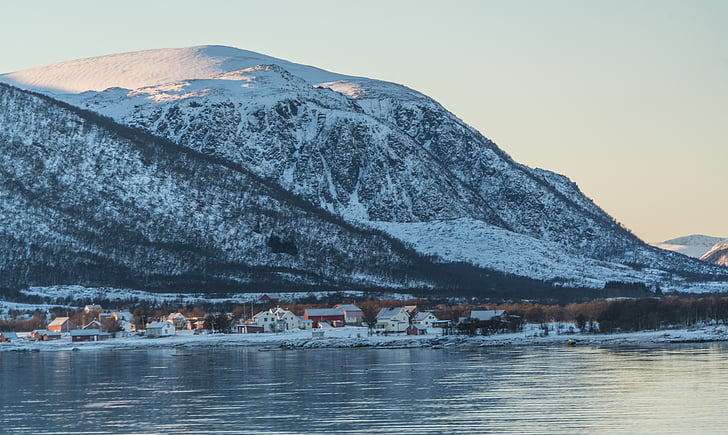 Noorwegen, kust, dorp, het platform, berg, Scandinavië, zee