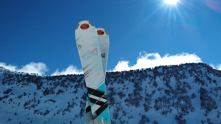Ski, hegyi, téli, Pyrénées, nap, hó, sport