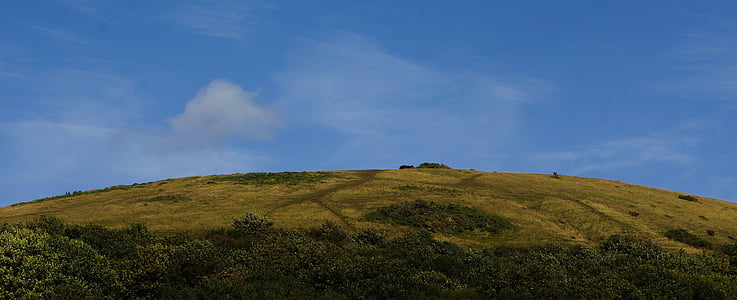 hill, mountain, landscape, nature, sky, meadow, green