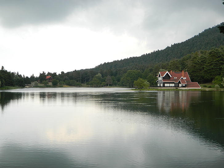 jazero, vody, reflexie, rybník, Bolu, Turecko, Forest