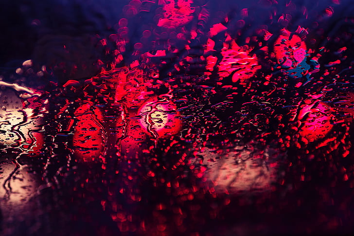dážď, vody, svetlo, reflexie, noc, abstraktné, pozadia