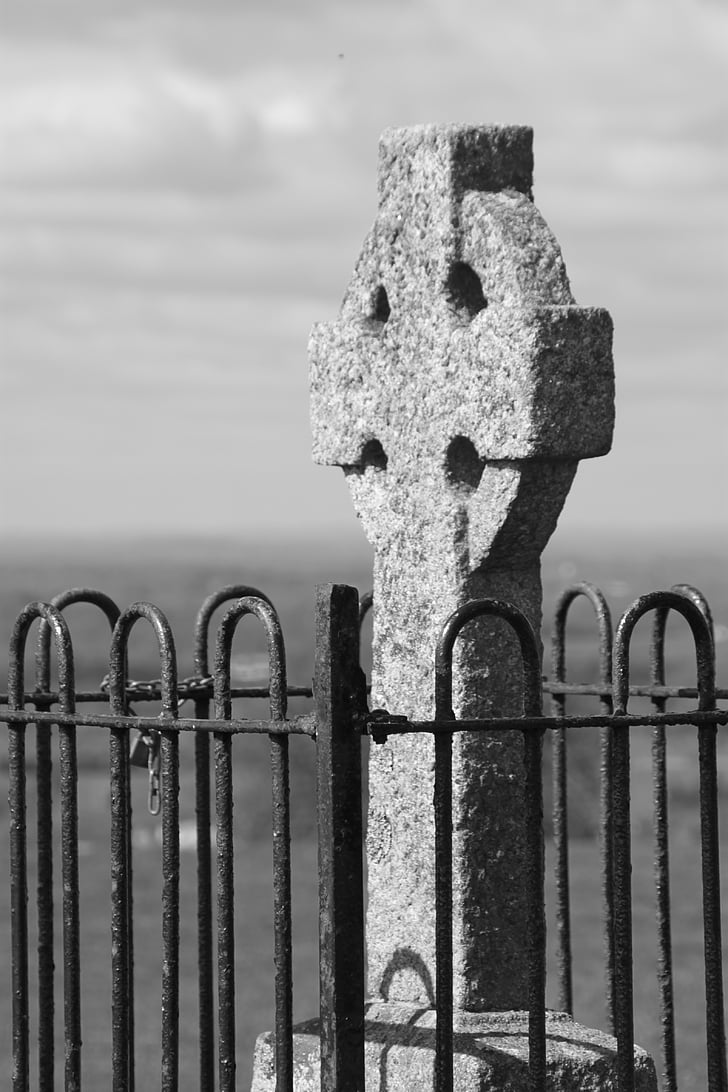 a tara-hegy, Írország, kereszt, kereszténység, kelta, kő, ír