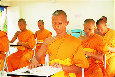novizi, buddista, imparare, Wat, Phra dhammakaya, Tempio, pagoda di Dhammakaya