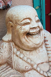 leende buddha, buddhistiske, religion, statuen, skulptur, ler, glad