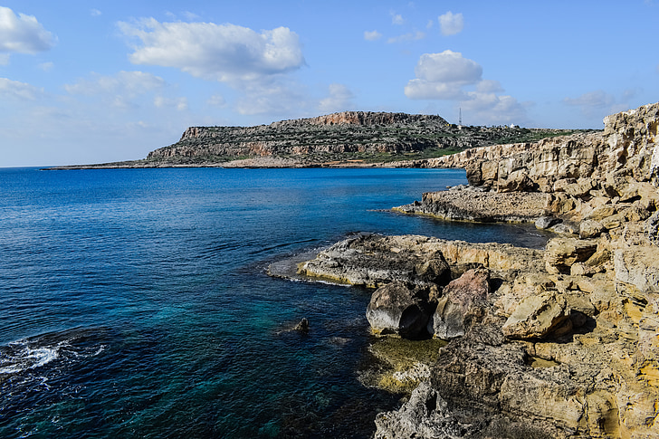 cyprus, cavo greko, cape, rock, sea, coastline, national park