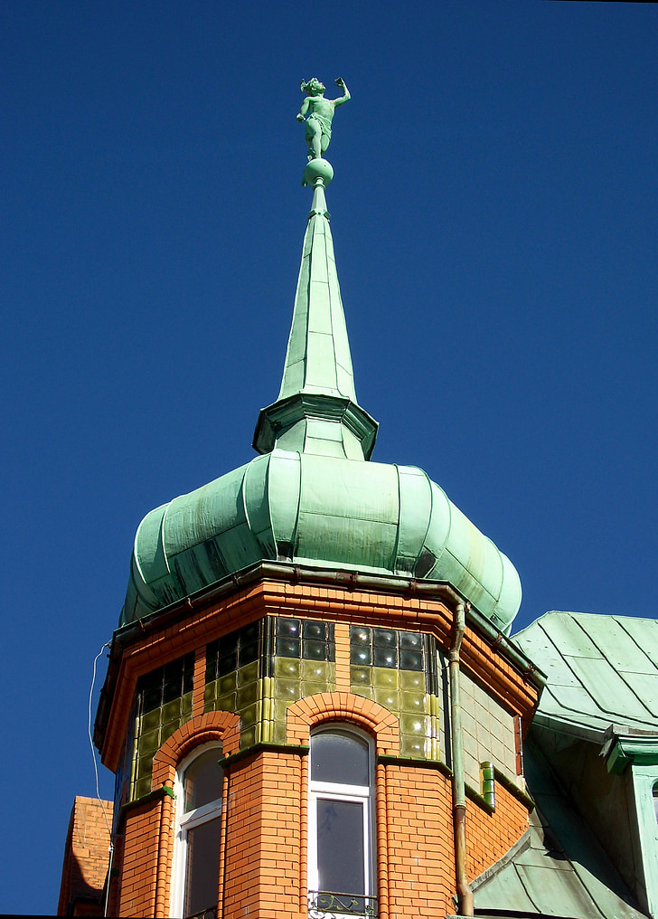 byggnad, tornet, arkitektur, konstruktion, Visa från botten, Świnoujście, Polen