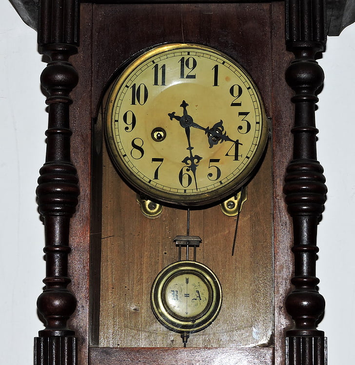 hodinky, kyvadlo, drevo, Vintage, Staroveké, staré, rozvrh