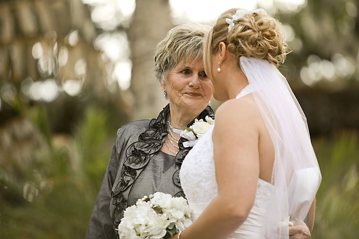 núvia, àvia, l'àvia, família, celebració, casament, persones