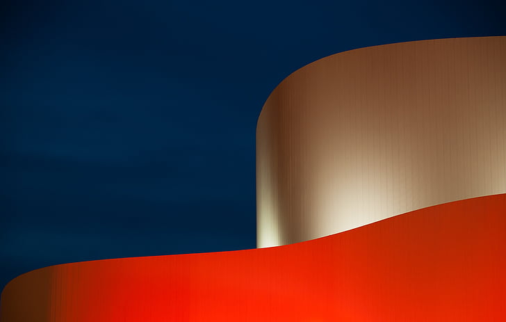 ดึสเซลดอร์ฟ, เยอรมนี, สถาปัตยกรรม, schauspielhaus, โรงละคร, สีฟ้า, สีแดง