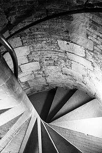 escala, escales, espiral, textura, pedra, arquitectura, Castell