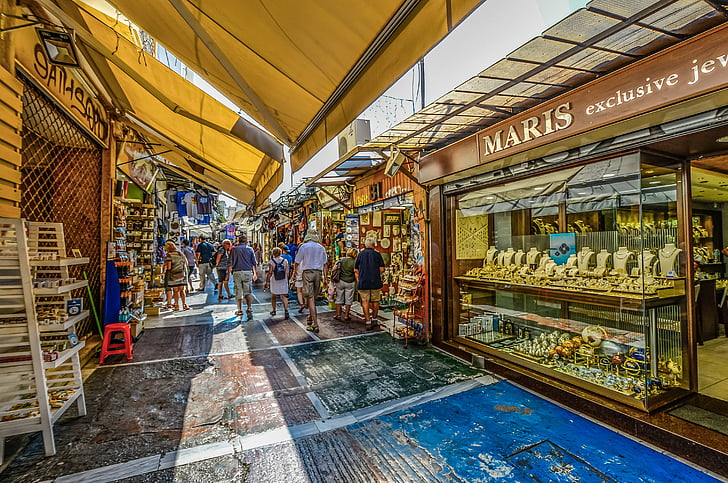 Athènes, athénienne, Grec, Grèce, marché, en plein air, bijoux