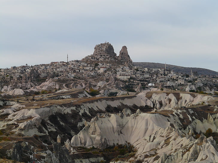 Uchisar, Placera, Cappadocia, Nevsehir provinsen, Turkiet, Castle rock