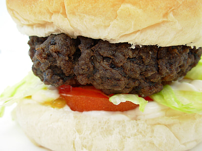 гамбургер, мясо, нездоровая пища, питание, быстрый, мусор, хлеб