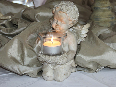 Àngel, amor, Espelma, llum d'aranya, blanc, taula de menjador, ceràmica