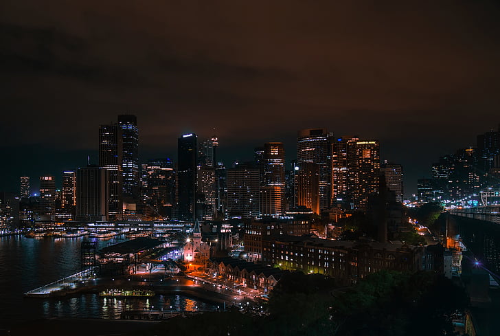 Sydney, Australia, byen, Urban, bybildet, natt, solnedgang