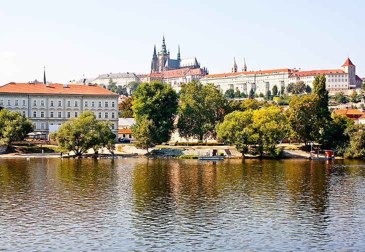 Prag, gamla stan, floden, Europa, arkitektur, stadsbild, berömda place